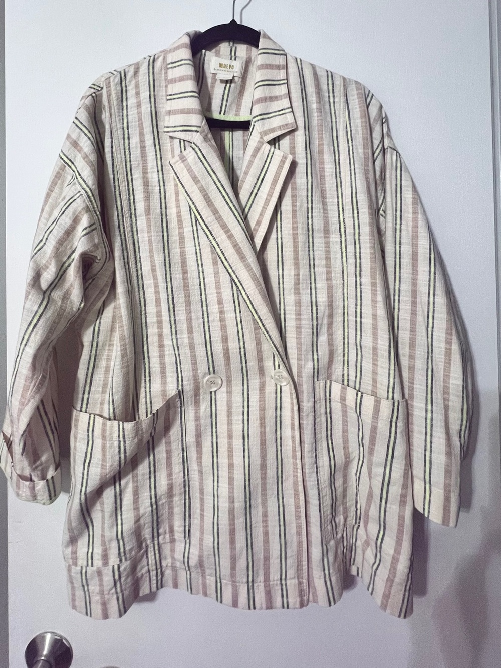 Anthropologie Maeve
Danielle Striped Oversized
Boyfriend Blazer Sz M A0066